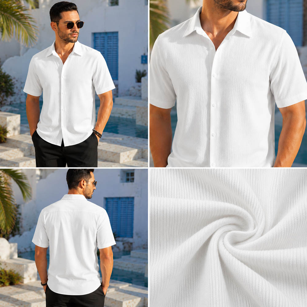 Premium Korean Cherry White Shirt & Black Pant Combo Set for Men