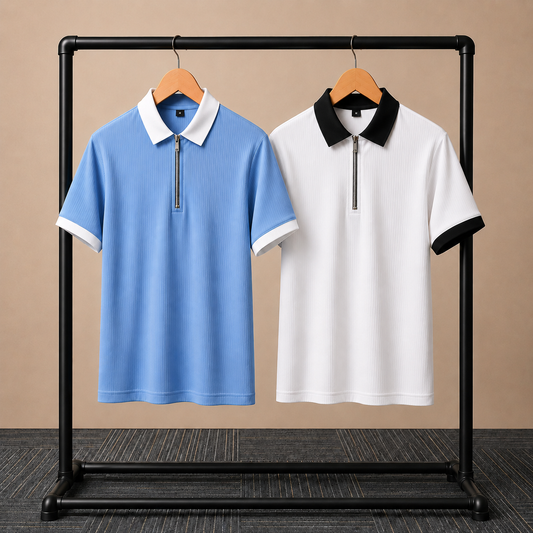 Combo T-Shirt 2 Pcs White and Sky blue