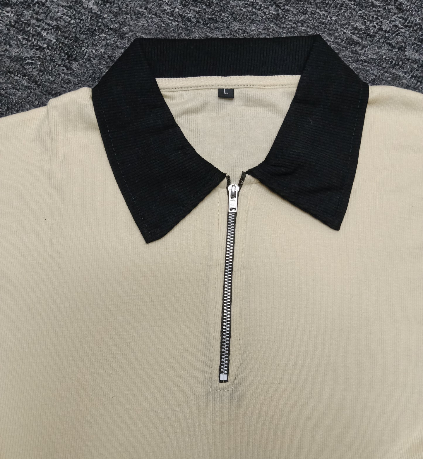 Man's Loose Fit Zipper Polo & Trouser Set - white & black Premium