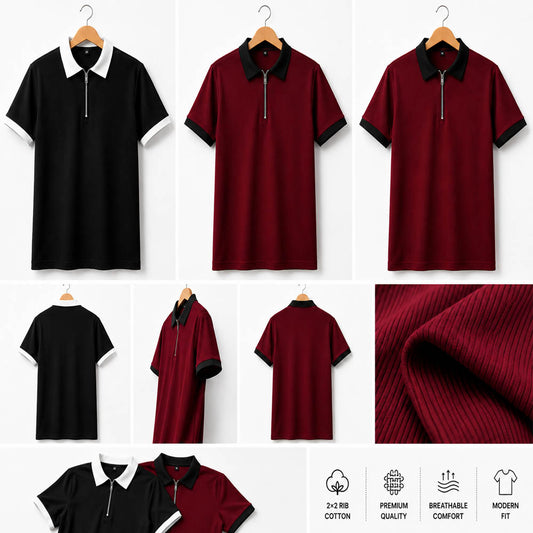 Combo T-Shirt 2 Pcs Black and Maroon