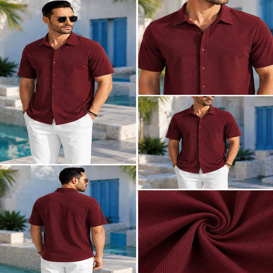 Premium Korean Cherry Maroon Shirt & Black Pant Combo Set for Men