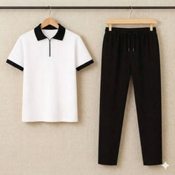 Zipper Polo & Trouser Set
