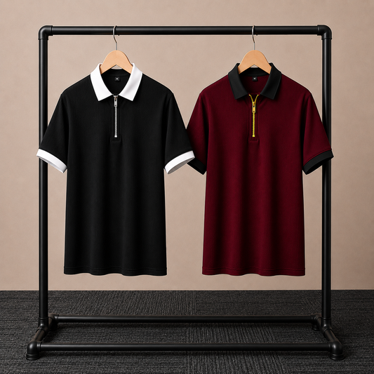 Combo T-Shirt 2 Pcs Black and Maroon