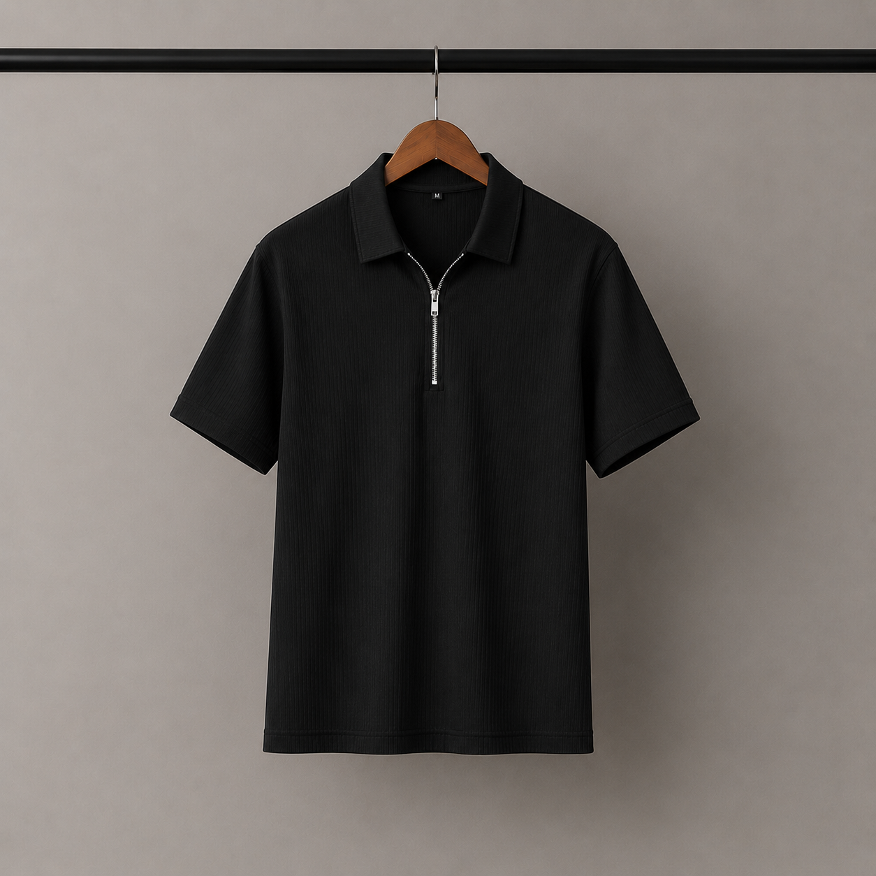Zipper Polo Black Colored T-Shirt  & Black Pant COMBO SET Premium