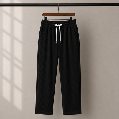Man's Loose Fit Zipper Polo & Trouser Set - White & Black Premium