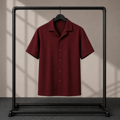 Premium Korean Cherry Maroon Shirt & white Pant Combo Set for Men