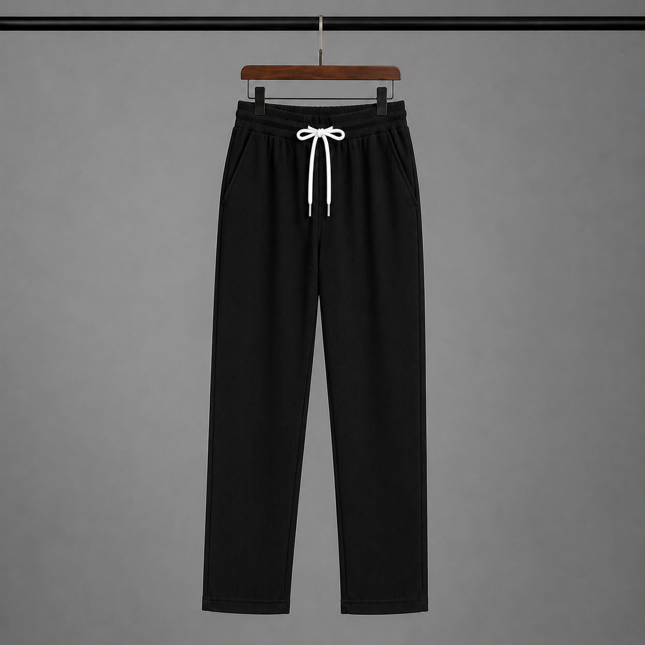 Man's Loose Fit Zipper Polo & Trouser Set - BLACK & BLACK