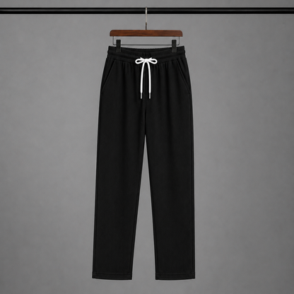 Man's Loose Fit Zipper Polo & Trouser Set - BLACK & BLACK