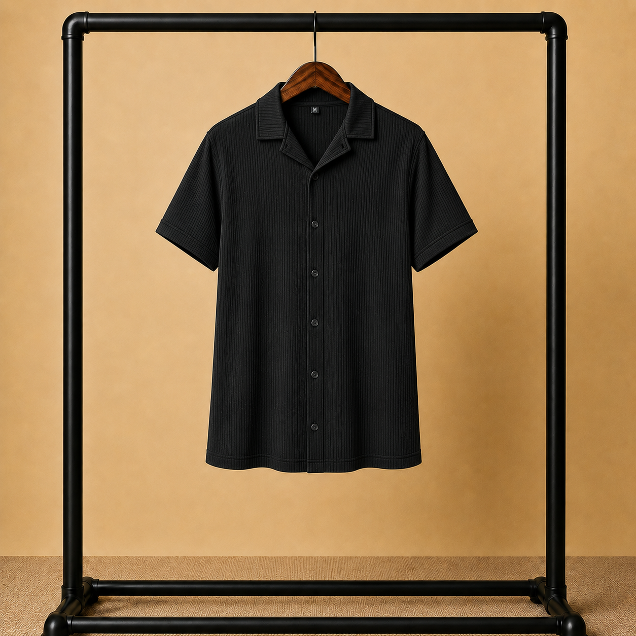 Premium Korean Cherry Black Shirt & Black Pant Combo Set for Men