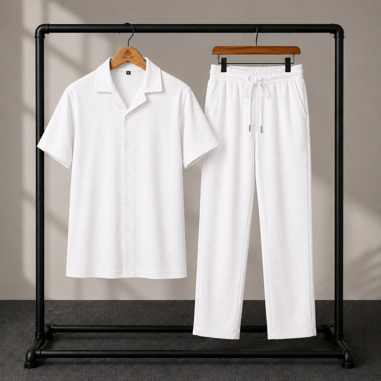 Premium Korean Cherry White Shirt & White Pant Combo Set for Men