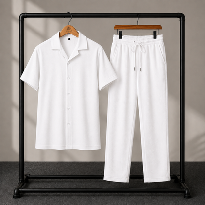 Premium Korean Cherry White Shirt & White Pant Combo Set for Men