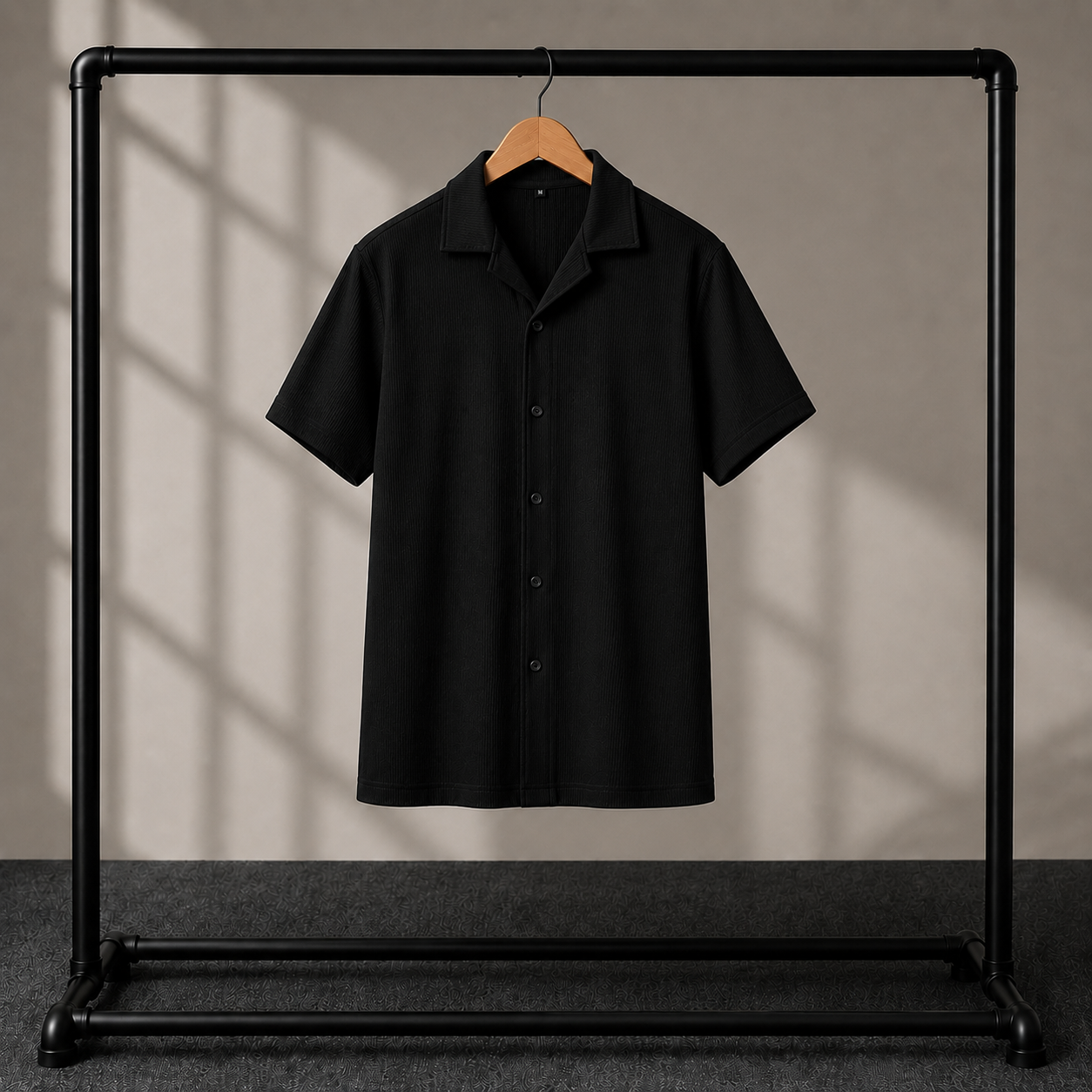 Premium Korean Cherry Black Shirt & Wite Pant Combo Set for Men