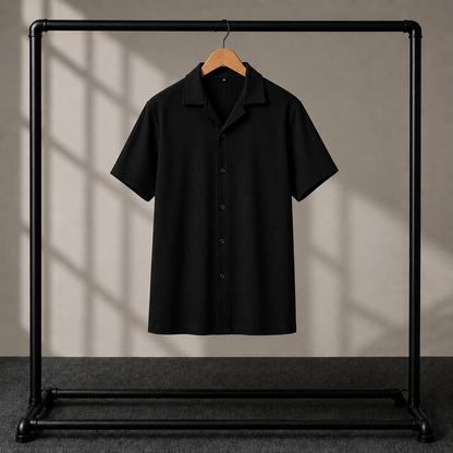 Premium Korean Cherry Black Shirt & Wite Pant Combo Set for Men