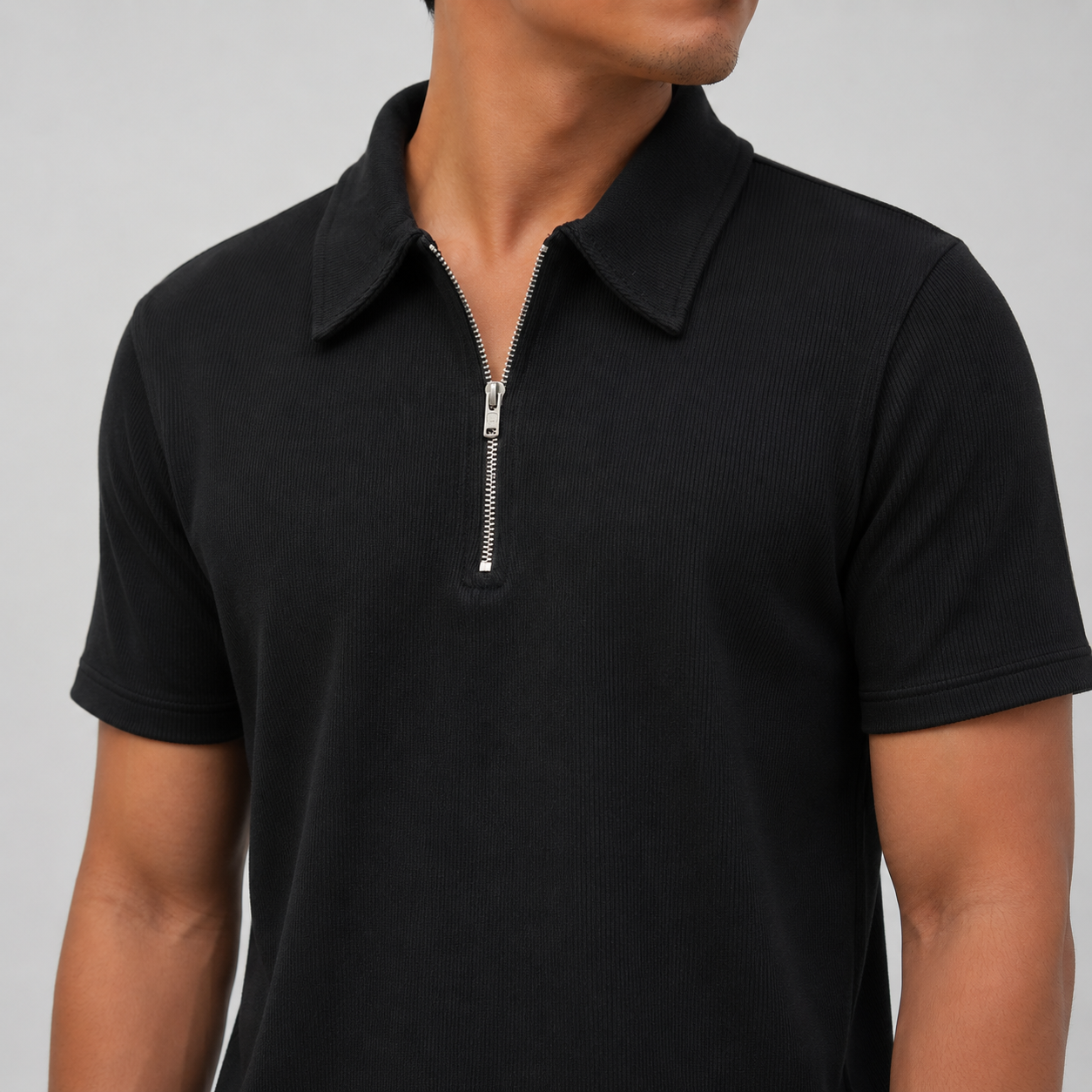 Zipper Polo Black Colored T-Shirt  & Black Pant COMBO SET Premium