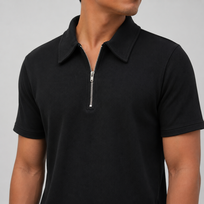 Zipper Polo Black Colored T-Shirt  & Black Pant COMBO SET Premium