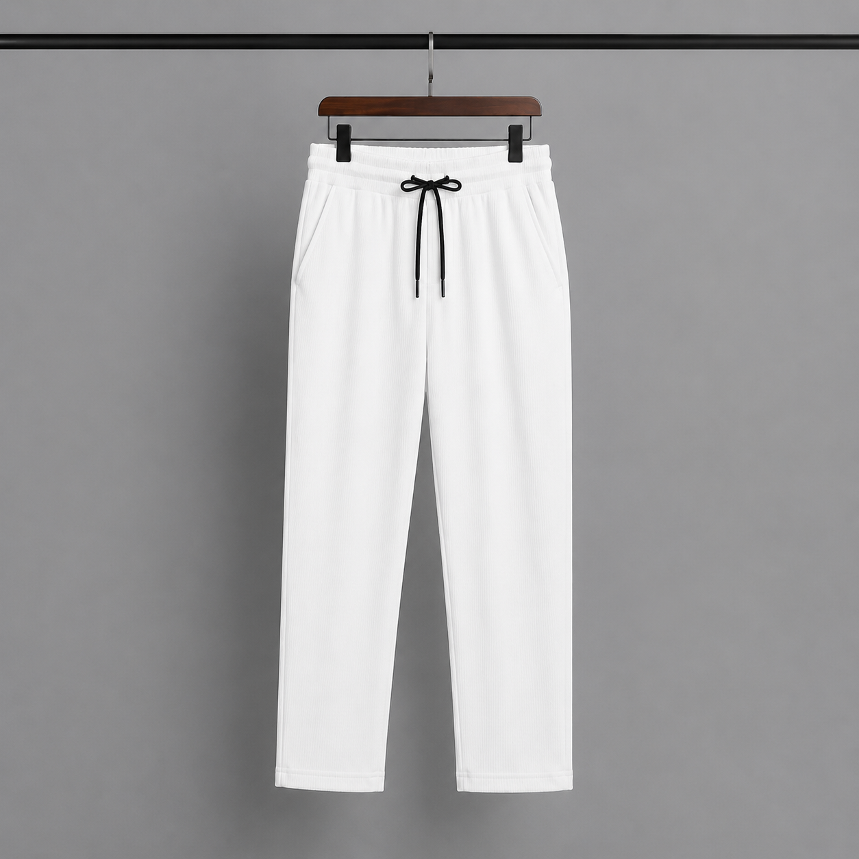 Man's Loose Fit Zipper Polo & Trouser Set - Sky-Blue & White Premium