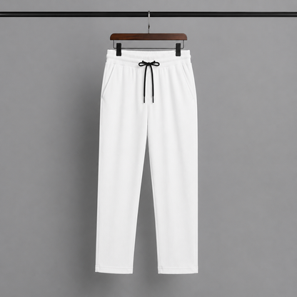 Man's Loose Fit Zipper Polo & Trouser Set - Sky-Blue & White Premium