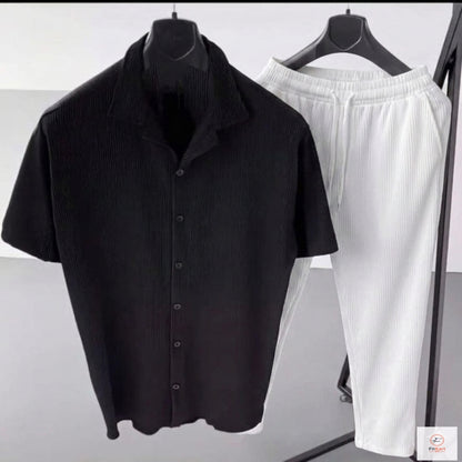 Premium Korean Cherry Black Shirt & Pant Combo Set for Men