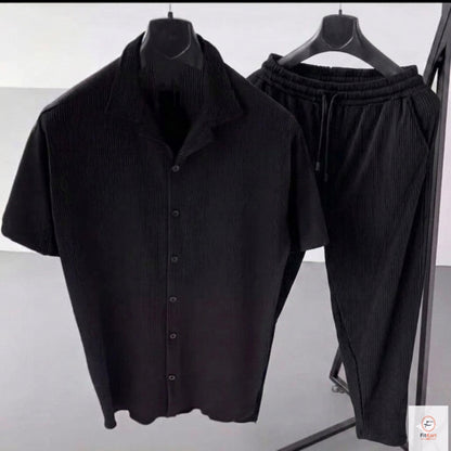 Premium Korean Cherry Black Shirt & Pant Combo Set for Men