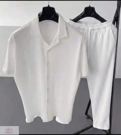 Premium Korean Cherry White Shirt & Pant Combo Set for Men