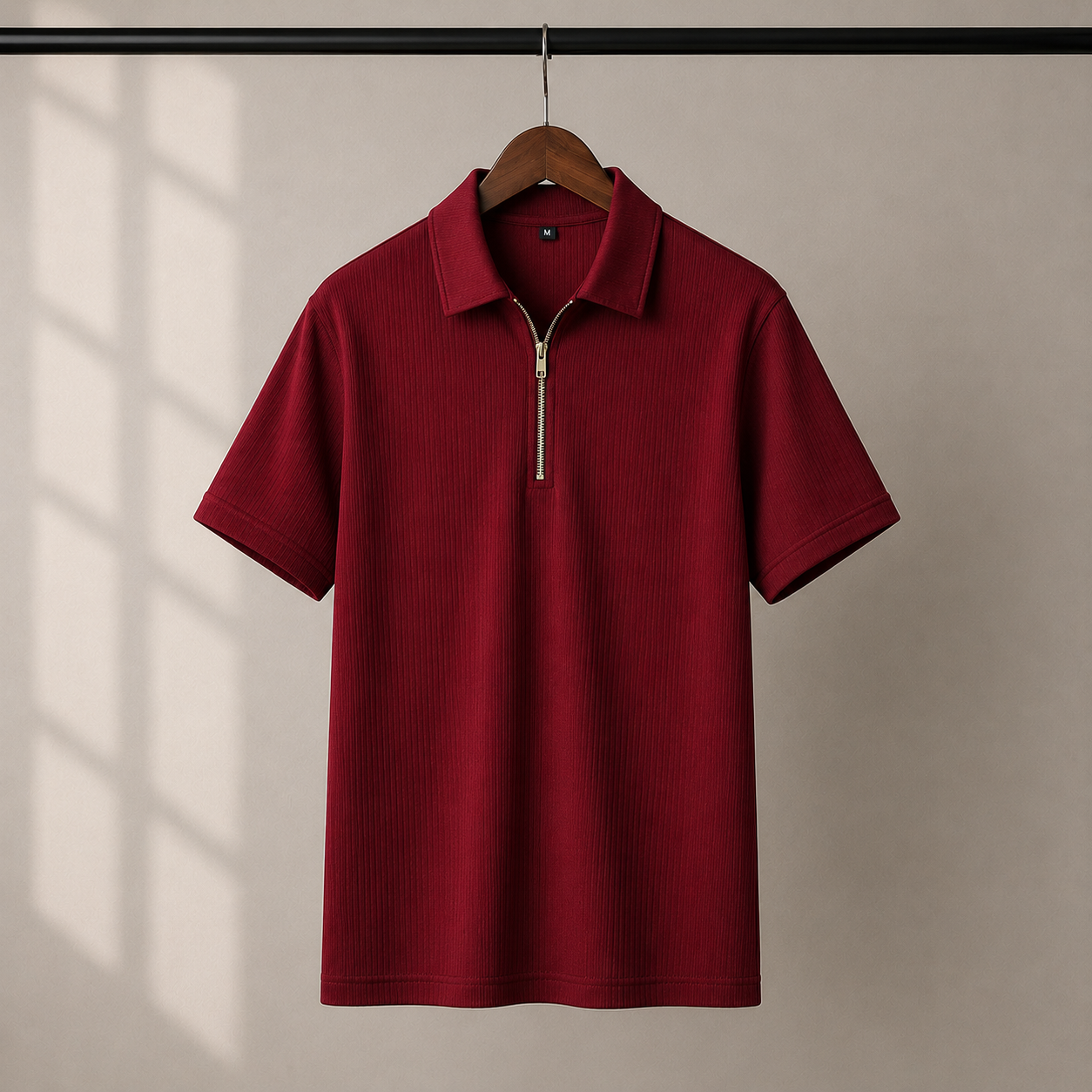 Zipper Polo Maroon T-Shirt  & Black Pant COMBO SET