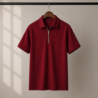 Zipper Polo Maroon T-Shirt  & Black Pant COMBO SET