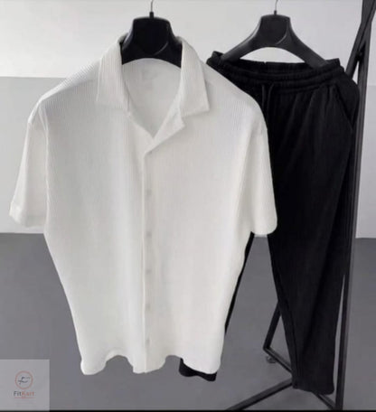 Premium Korean Cherry White Shirt & Pant Combo Set for Men