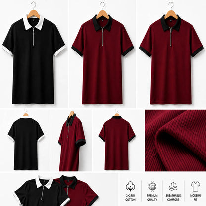 Combo T-Shirt 2 Pcs Black and Maroon